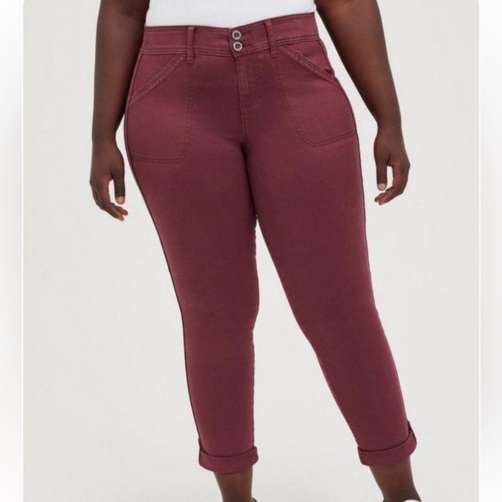 Torrid Maroon Crop Aviator Skinny Stretch Twill Mid-Rise Pant